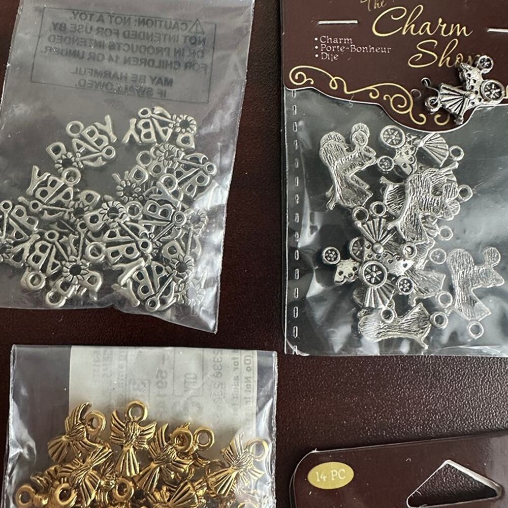 125 Charms! Assorted Gold and Silver Baby Charms Jewelry Making Crafts Supplies - Picture 3 of 7